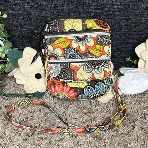 Vera Bradley retired "Flower Shower" pattern hipster crossbody purse.